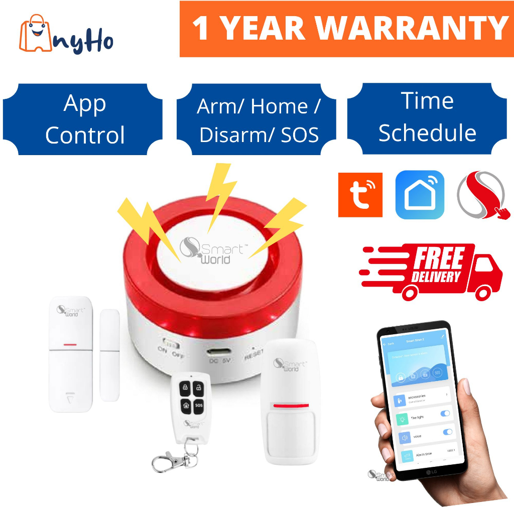 TUYA SMART WORLD WIFI Alarm System Wireless Home Alarm Door Sensor Siren Home Security (SW-H1)