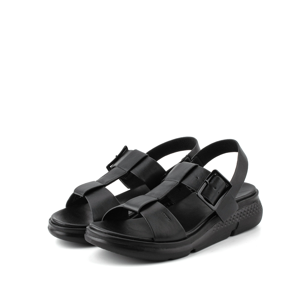 NYC Ladies Elastically Strap Comfort Sandals - N82202-RI03SV-1-BLACK