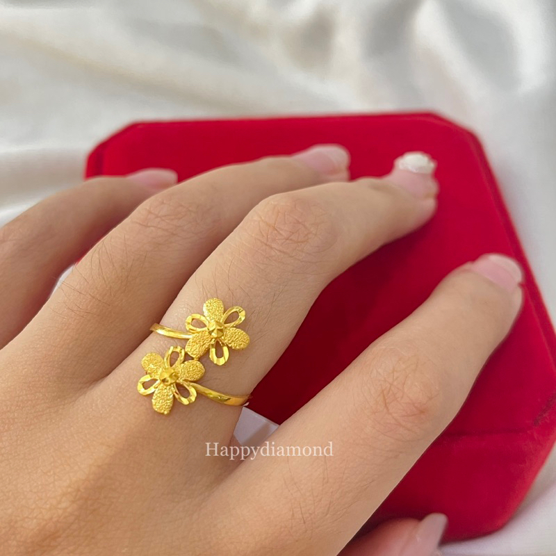 916 Emas cincin bunga/ 916 gold flower ring/ 916 黄金花朵戒指