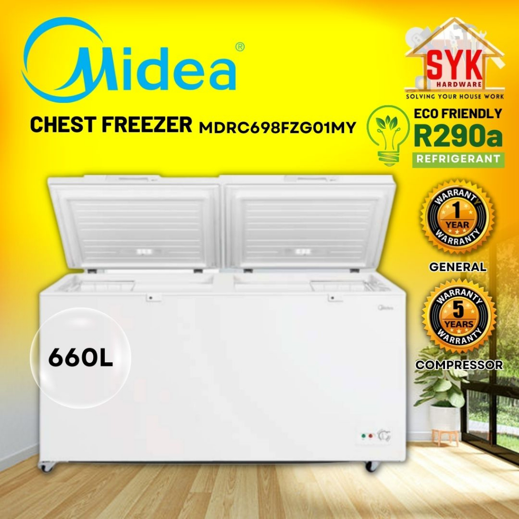 SYK Midea Chest Freezer 2 Door MDRC698FZG01MY 600L Deep Freezer Frezer Peti Sejuk Beku Peti Freezer Murah Frezzer