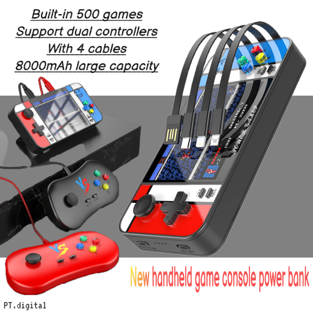 [Local seller] handheld game console classic double game 500 games 3.5-inch high-definition comes with cable power bank