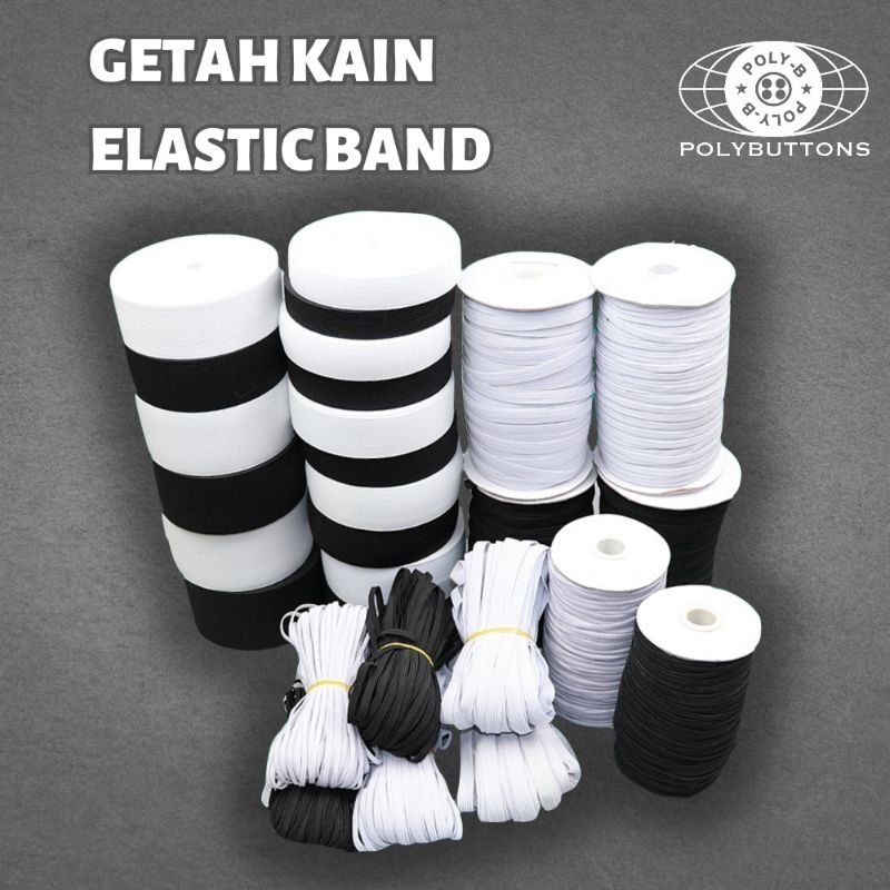 POLYBUTTONS Getah Seluar Getah Kain Polyester Elastic Band Getah Pinggang Getah Jahit