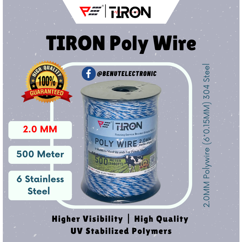 Pro Fence Tiron PWB20 500 Meter High Quality Electric Fence Wire Poly Wire Polywire Wayar Pagar Elektrik Pagar Electric