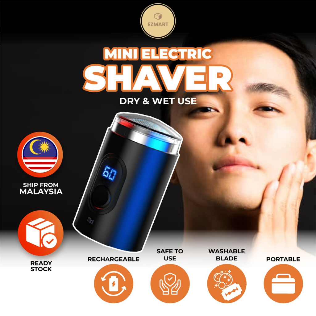 Mini Electric Shaver Men Portable Mini Shaver Digital Display Travel Size Rechargable Dry And Wet Use Washable Blade