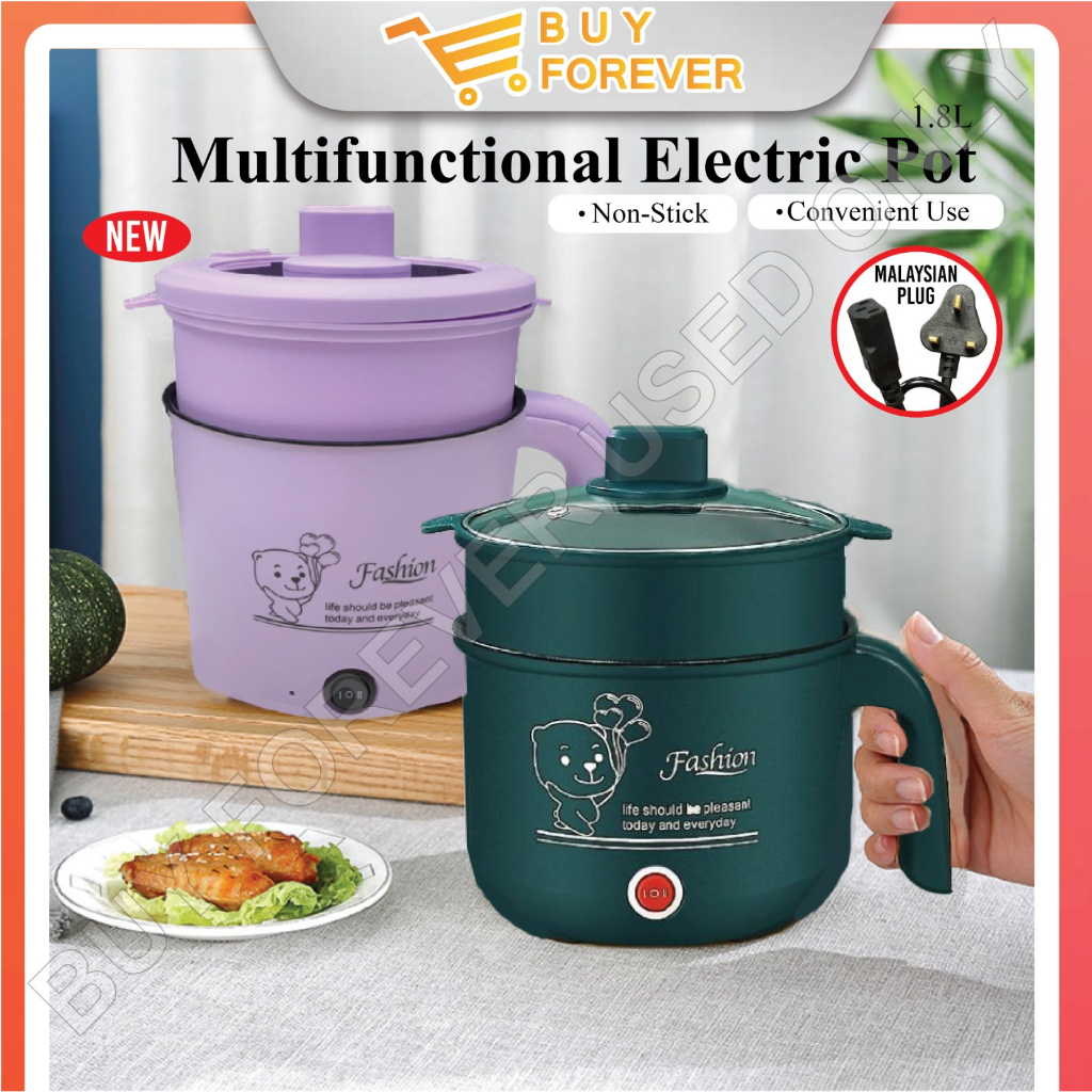 1.8L Multifunctional Non Stick Electric Pot /Mini Rice Cooker With Steamer Frying Pan Electric Cooker Cooking Pot