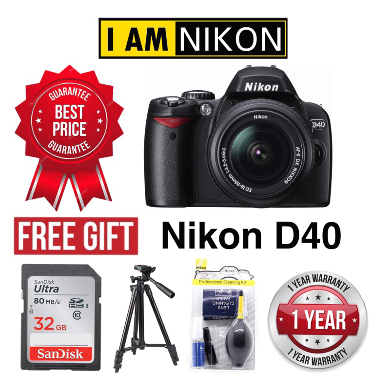 Nikon D40 18-55mm Full kit set free 32gb/Tripod/Nikon cleaning kit 1 years warranty Nikon DSLR DSLR DSLR DSLR