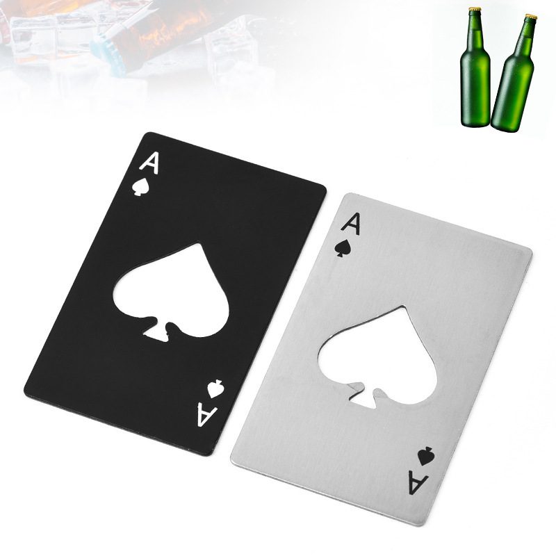 Bottle Opener Stainless Steel Card Type Ace Poker Souvenir Gift Lightweight Pembuka Botol Kaca Kicap Beer 黑桃A信用卡式开瓶器