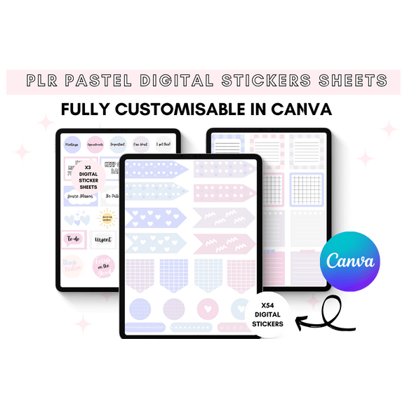 PLR Pastel Canva Digital Stickers