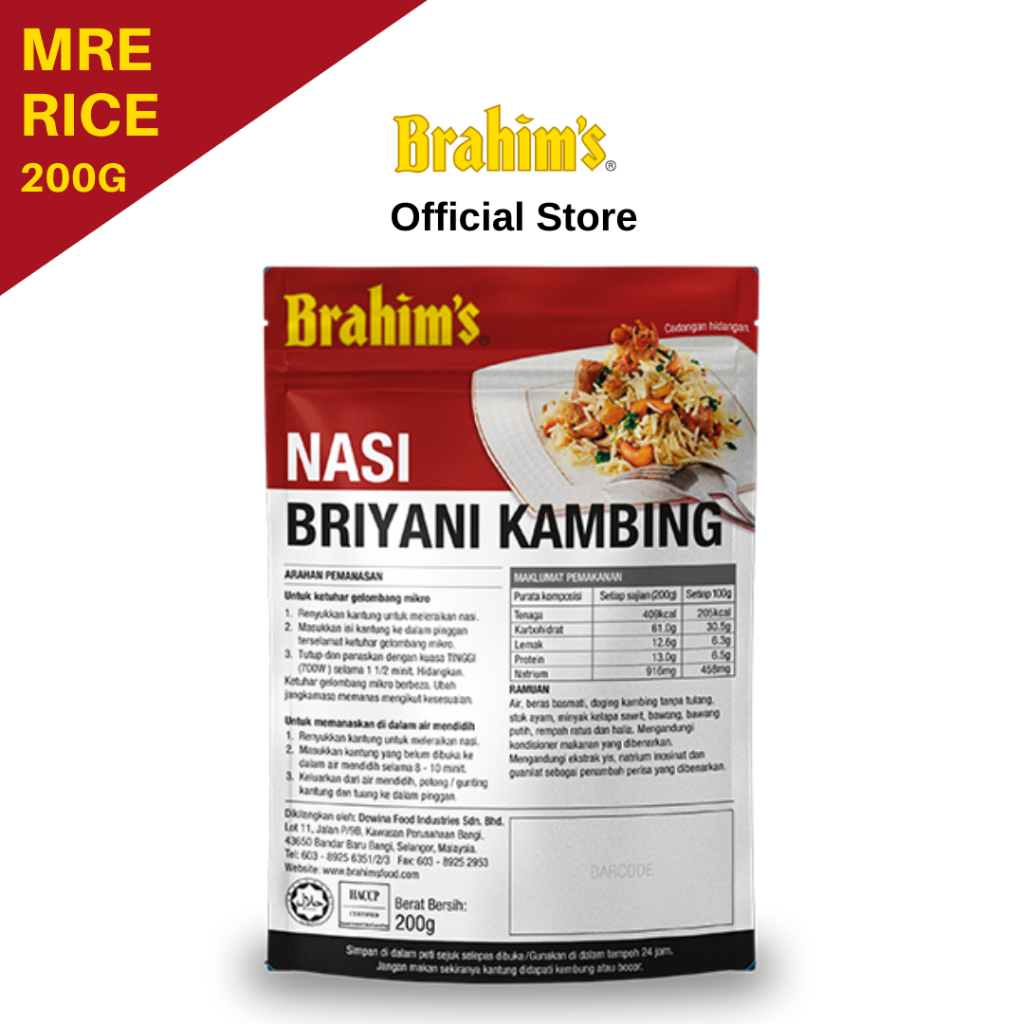 Brahim's Nasi Briyani Kambing (200g) Outdoor Meals Ready To Eat Rice