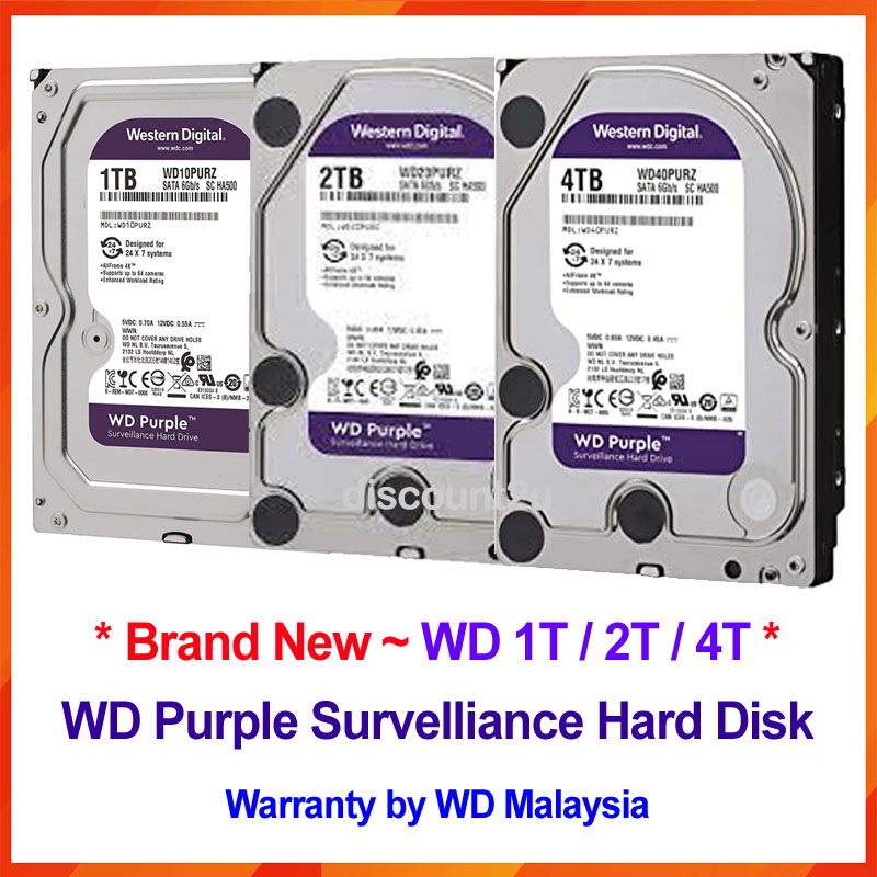 WD Purple Surveillance S-ATA Hard Disk 1Tb 2Tb 4Tb 8Tb For CCTV Recorder