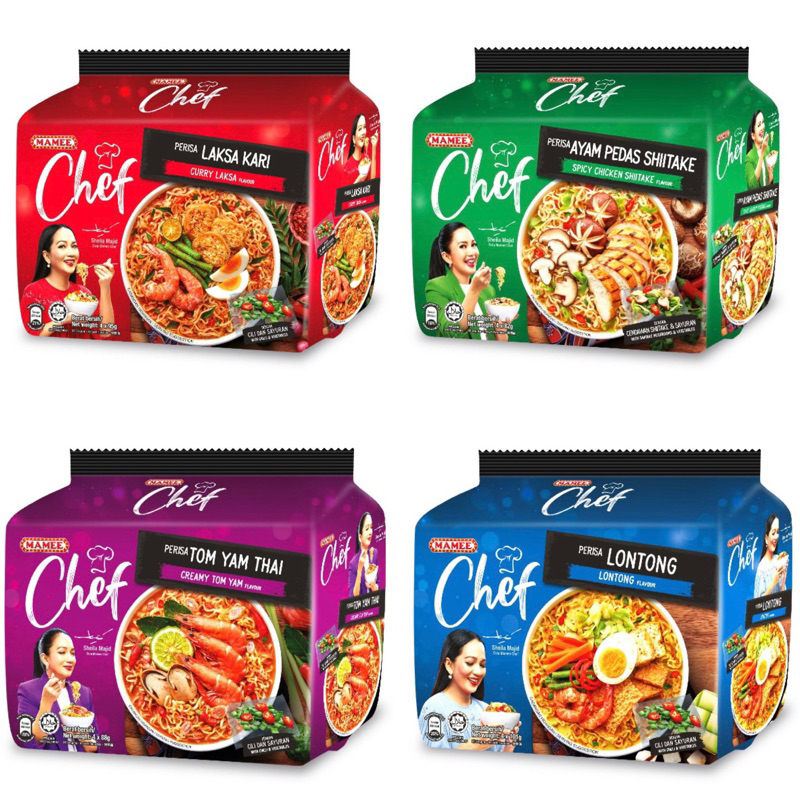 MAMEE CHEF Rendang / Lontong / Tom Yum / Curry Laksa / Spicy Chicken Shiitake Pack Noodles (Packs of 4)