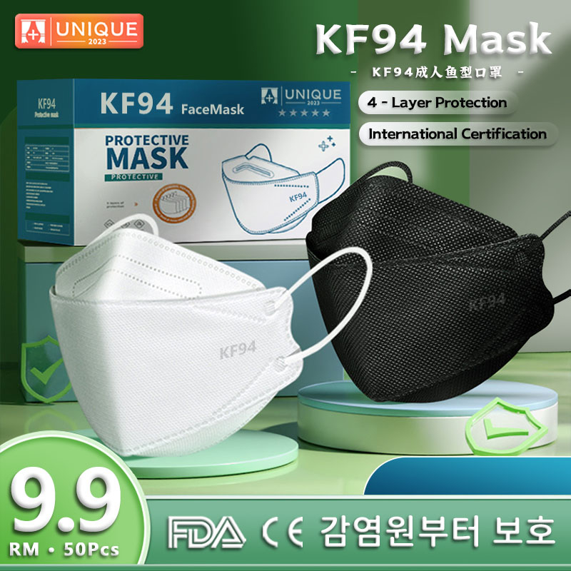 ZOCN 50PCS KF94 Face Mack 3D 4 PLY Protection Adult Earloop Face Mask Anti-Virus Covid Mask Topeng Muka 94 成人口罩