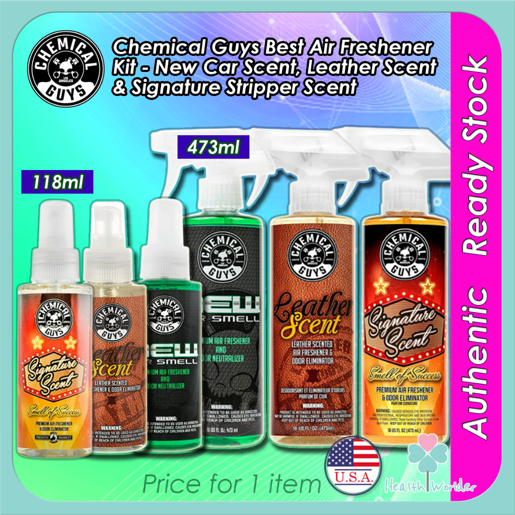 Chemical Guys New Car Smell Signature Scent Leather Scent Air Freshener and Odor Eliminator USA