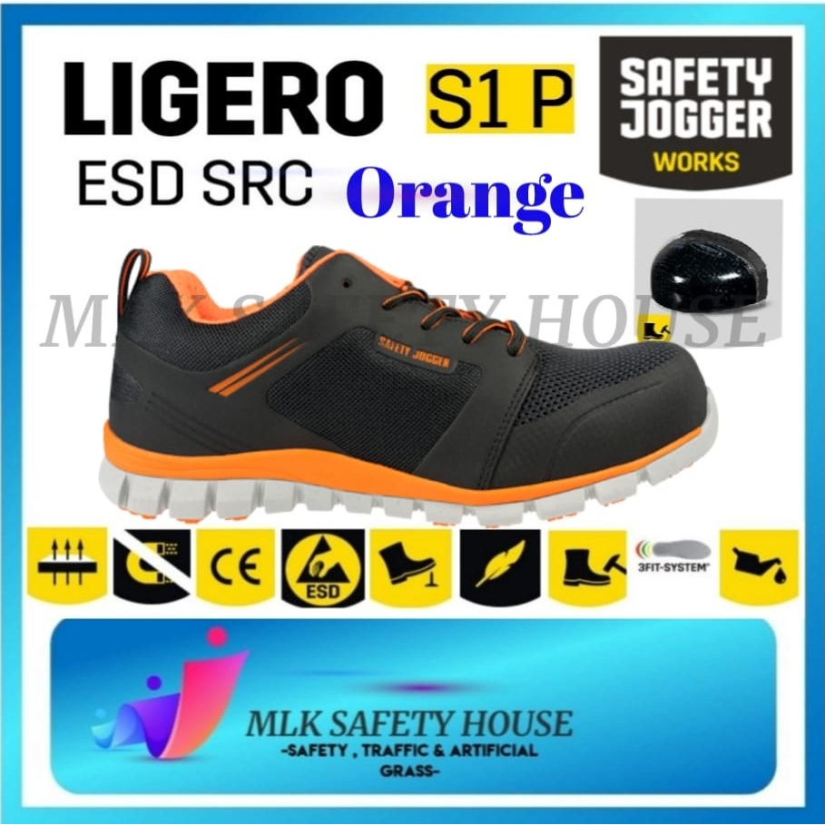 Safety Jogger Exremely Light Safety Shoes /Kasut Keselamatan - LIGERO Orange ESD S1P SRC