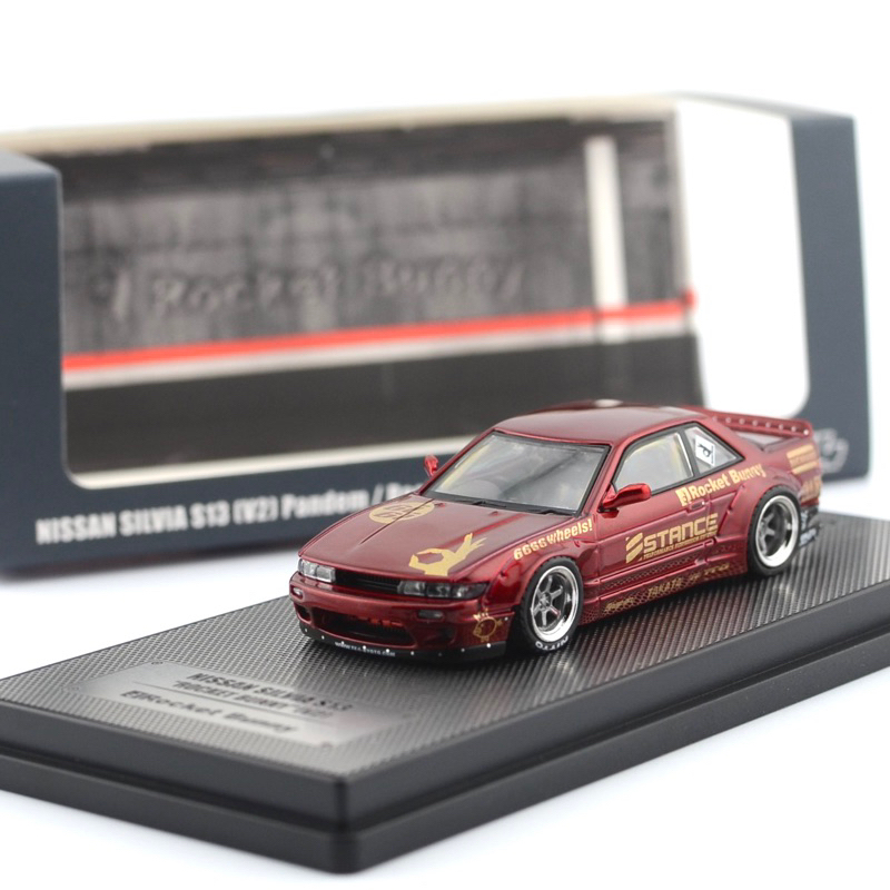 (NOT SEALED FOC PROTECTOR) INNO MODELS INNO64 1/64 NISSAN SILVIA S13 V2 PANDEM ROCKET BUNNY RED METALLIC