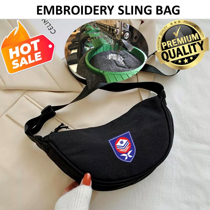 EMBROIDERY SULAM UTHM UNIVERSITI TUN HUSSEIN ONN MALAYSIA uniqlo Canvas Crossbody Shoulder Sling Bag