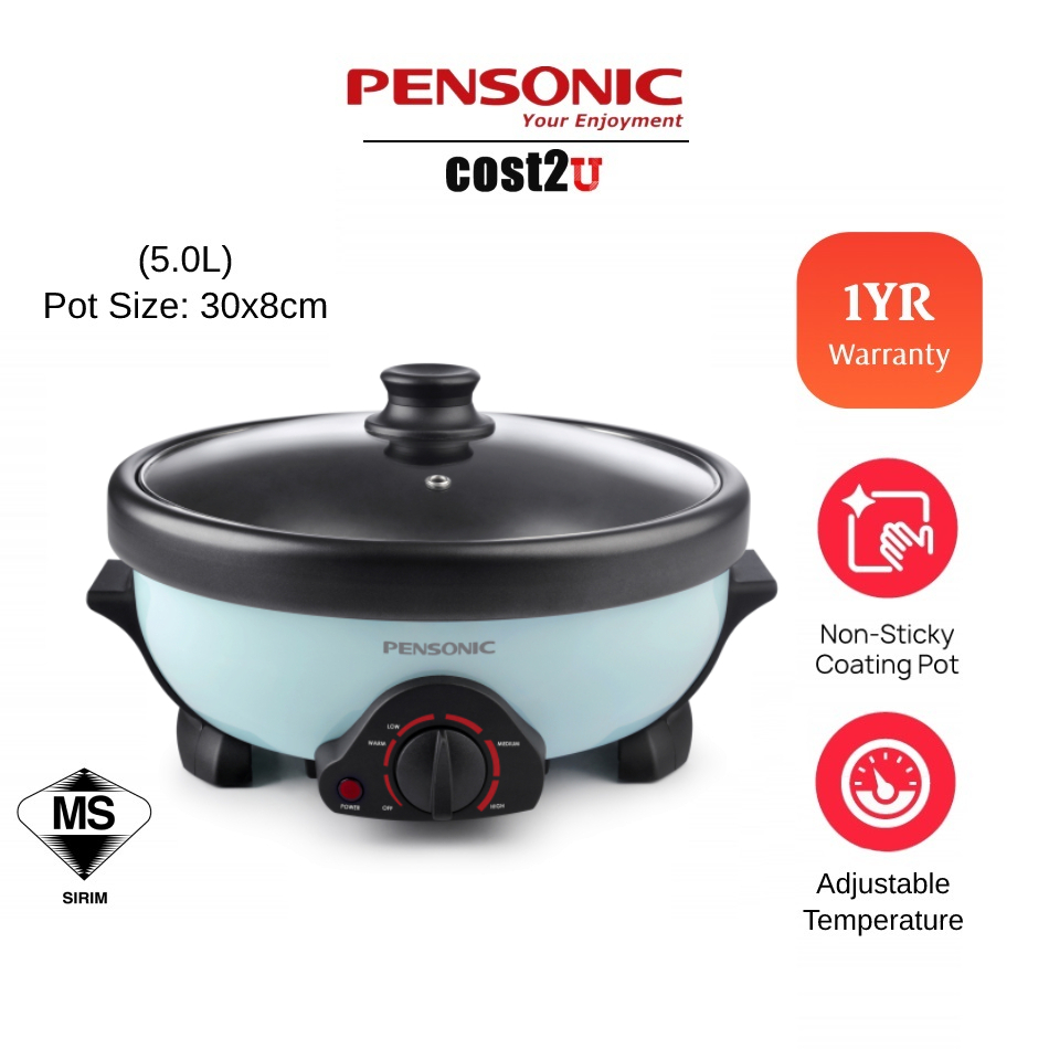 Local Malaysia 5.0L Non-Stick Multi Cooker | Multi Function Food Steamer Deep Fryer Hot Pot Steamboat Murah Panasonic