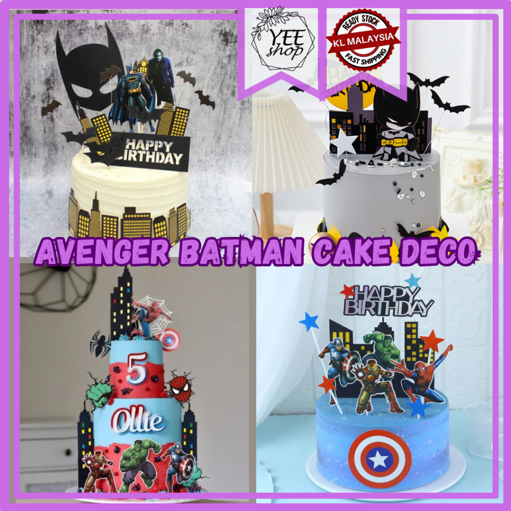 | Cake Decoration | Spiderman Batman Bat Frozen Paw Patrol Avenger Hulk Paper Cake Topper Set 卡通主题蝙蝠侠复仇者联盟汪汪队冰雪奇缘纸插牌蛋糕装饰