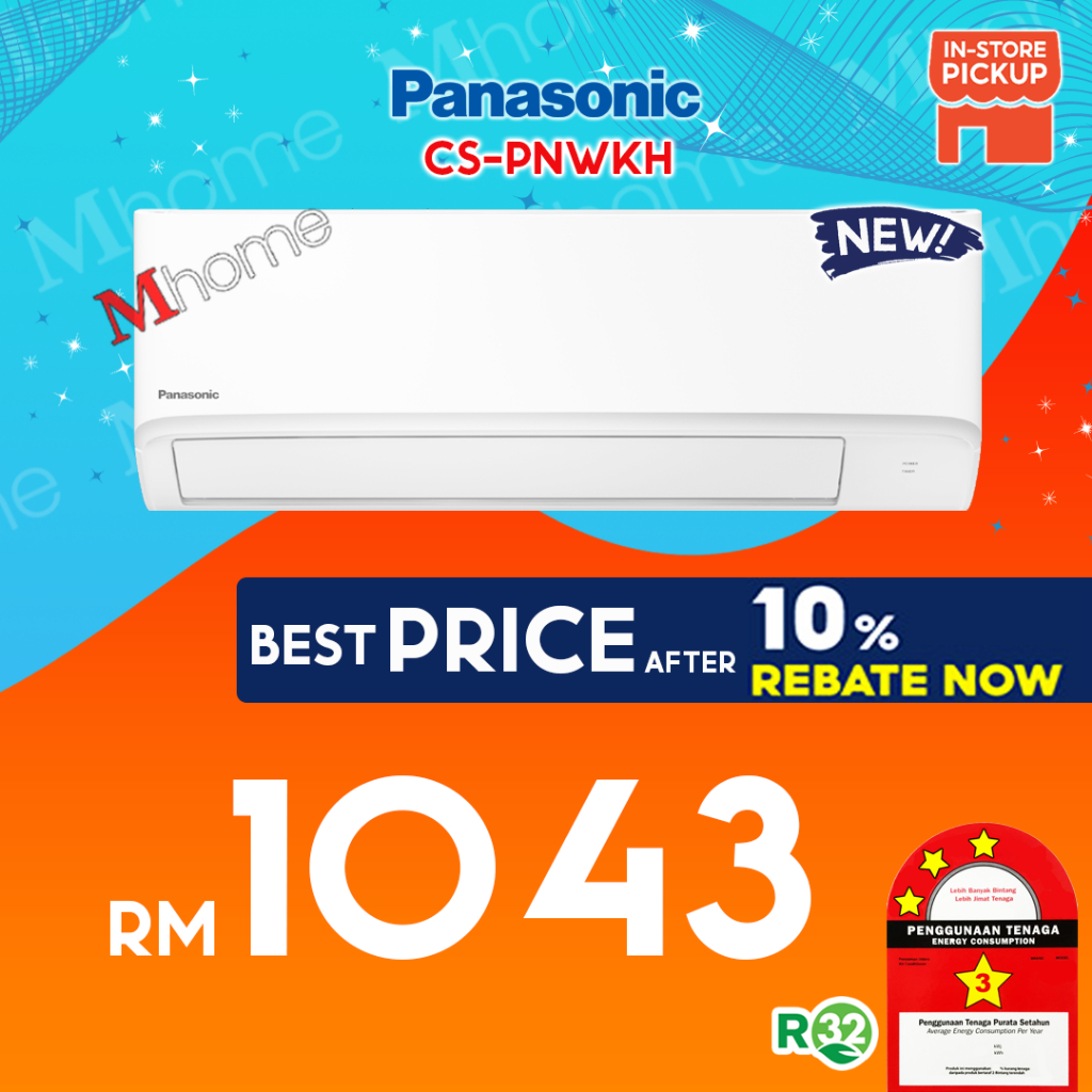 [OFFER]NEW Panasonic R32 1.0HP - 3.0HP Non-Inverter Air Conditioner CS-PNWKH/XKH