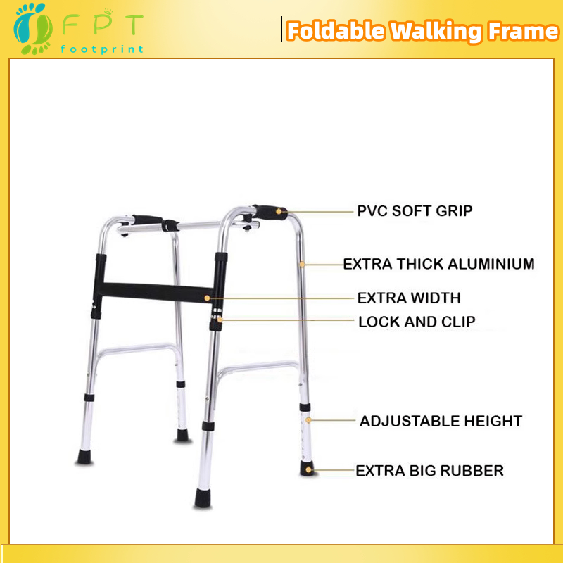 Shipping from Malaysia*Light Weight Stainless Steel Foldable Walking Frame / Tongkat Bantu Jalan Cane Adjustable Height Reciprocal Crutch Stick
