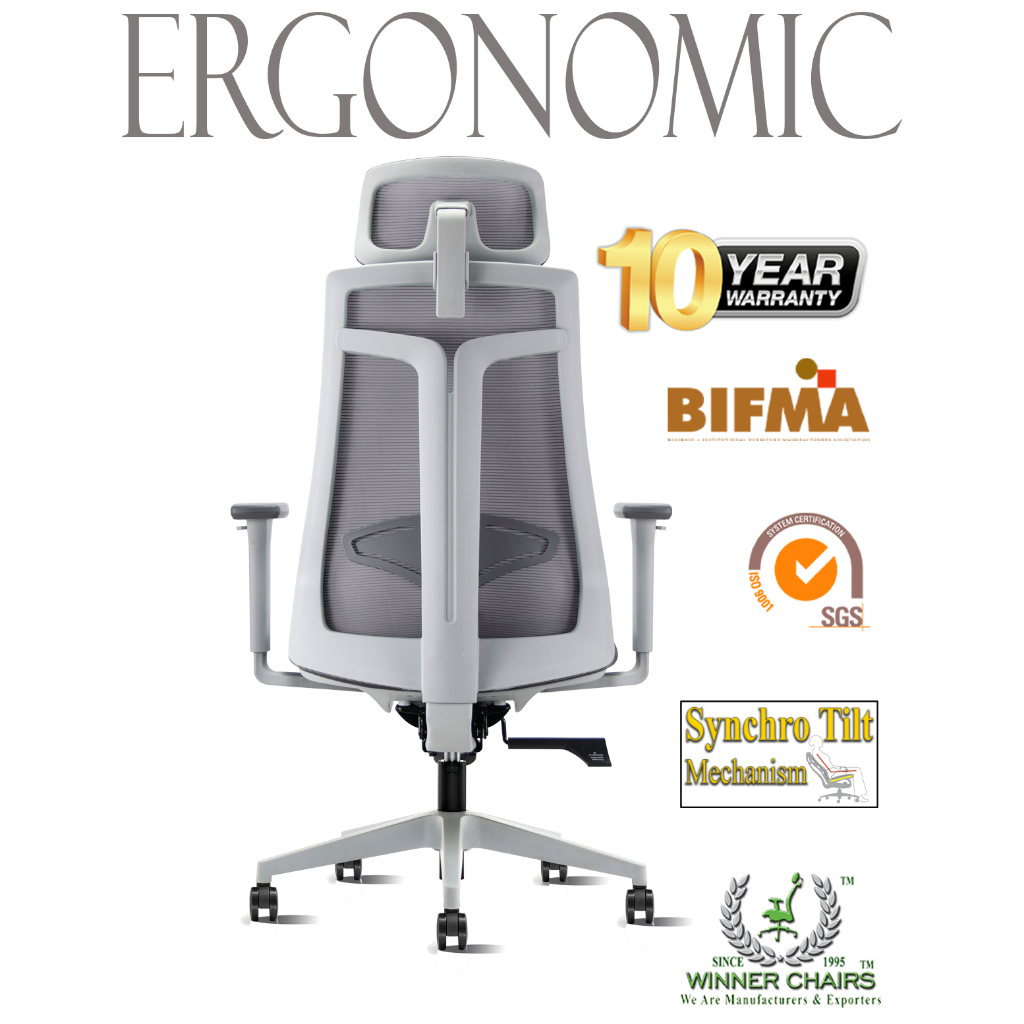 Ergonomic Office Chair WN 6230A-GRY (10 years warranty)