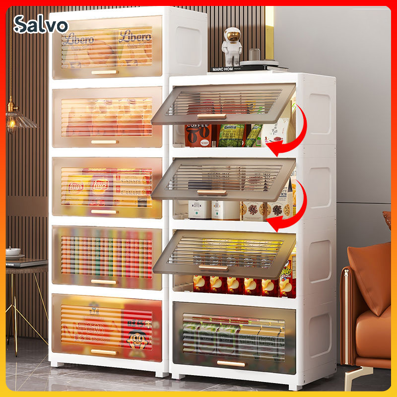 Storage Cabinet Large Space Transparent Almari Baju Plastik Cabinet Storage Box Kitchen Cabinet Drawer Kabinet Dapur 收納櫃