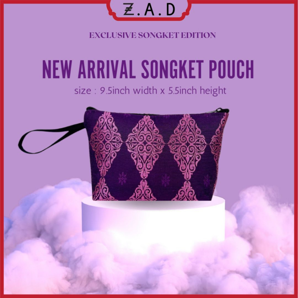 Songket Premium Pouch Purse Wristlet Bag cenderahati Tourist Souvenir Door Gift Made in Malaysia