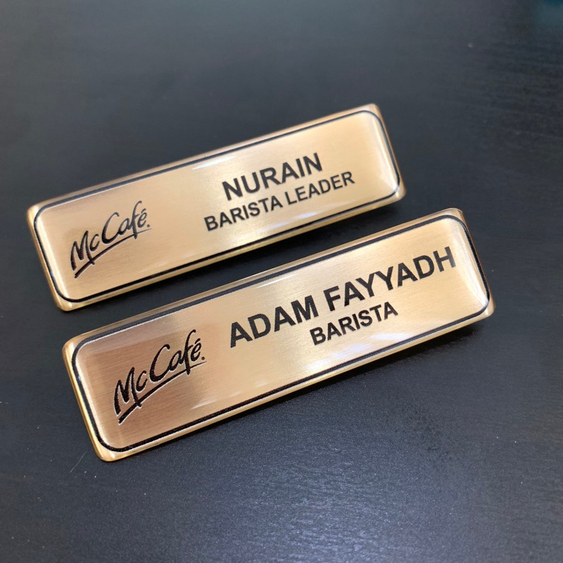 Name tag Epoxy McCafe Mcdd Tag Nama Crystal Design Mcdonaldss