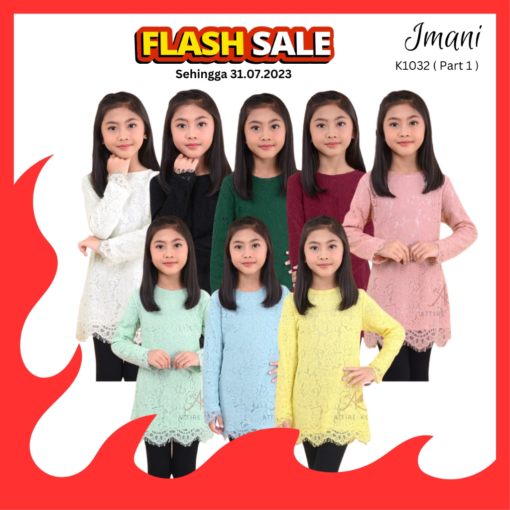 BLOUSE LACE IMANI KIDS K1032 Casual Blouse Kanak-kanak Black Emerald Maroon White Blue Yellow Mint Dusty Pink PART 1