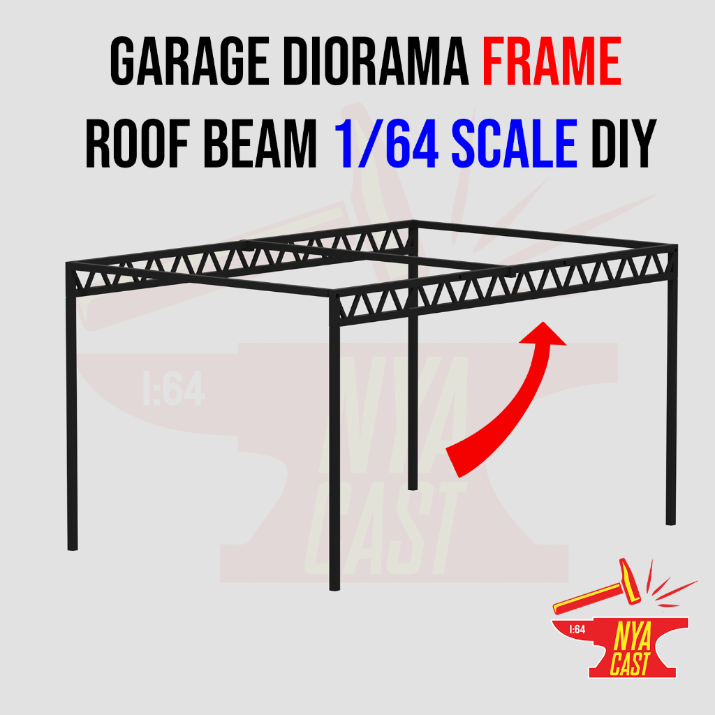 Beam Frame Roof 1/64 Diorama DIY Diecast White Plastic Custom Garage Building Build Parts 1:64 Scale Miniature