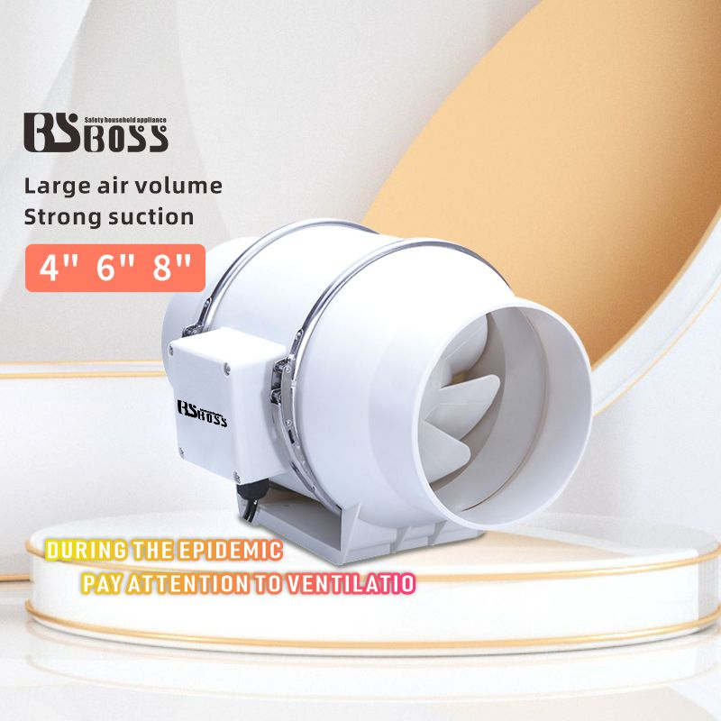 BSBOSS 4 inch 6 inch 8 inch diagonal flow pressurized duct fan bedroom living room toilet kitchen guest room Exhaust Fan