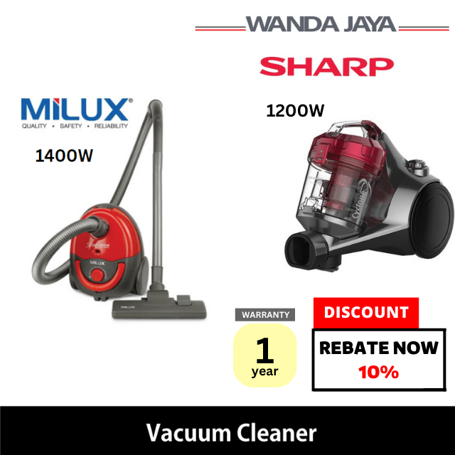 Milux Bagged Vacuum Cleaner (MVC-8200) / Sharp 1200W Bagless Vacuum Cleaner (ECC1219S)