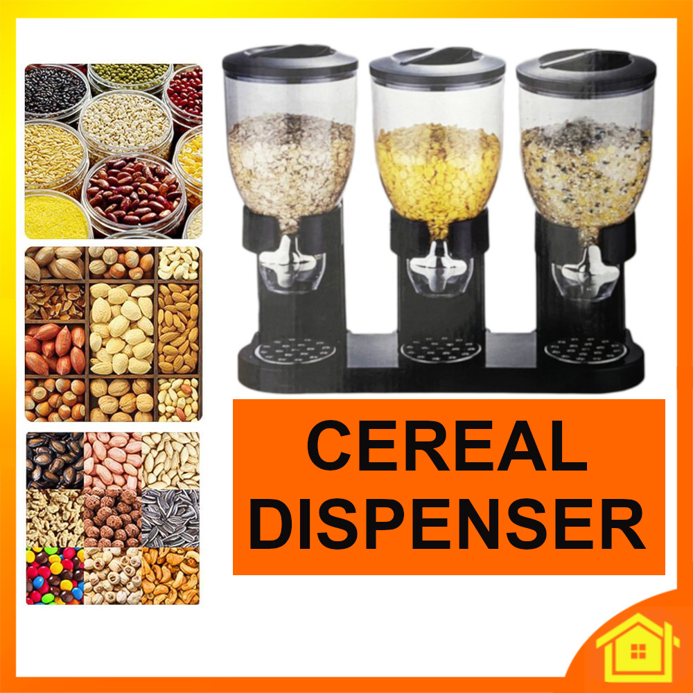 [OneHome] Double Dispenser Cereal Grain Rice Kitchen Wall Mount Dry Food Storage Container Bekas Makanan Kering Bijiran