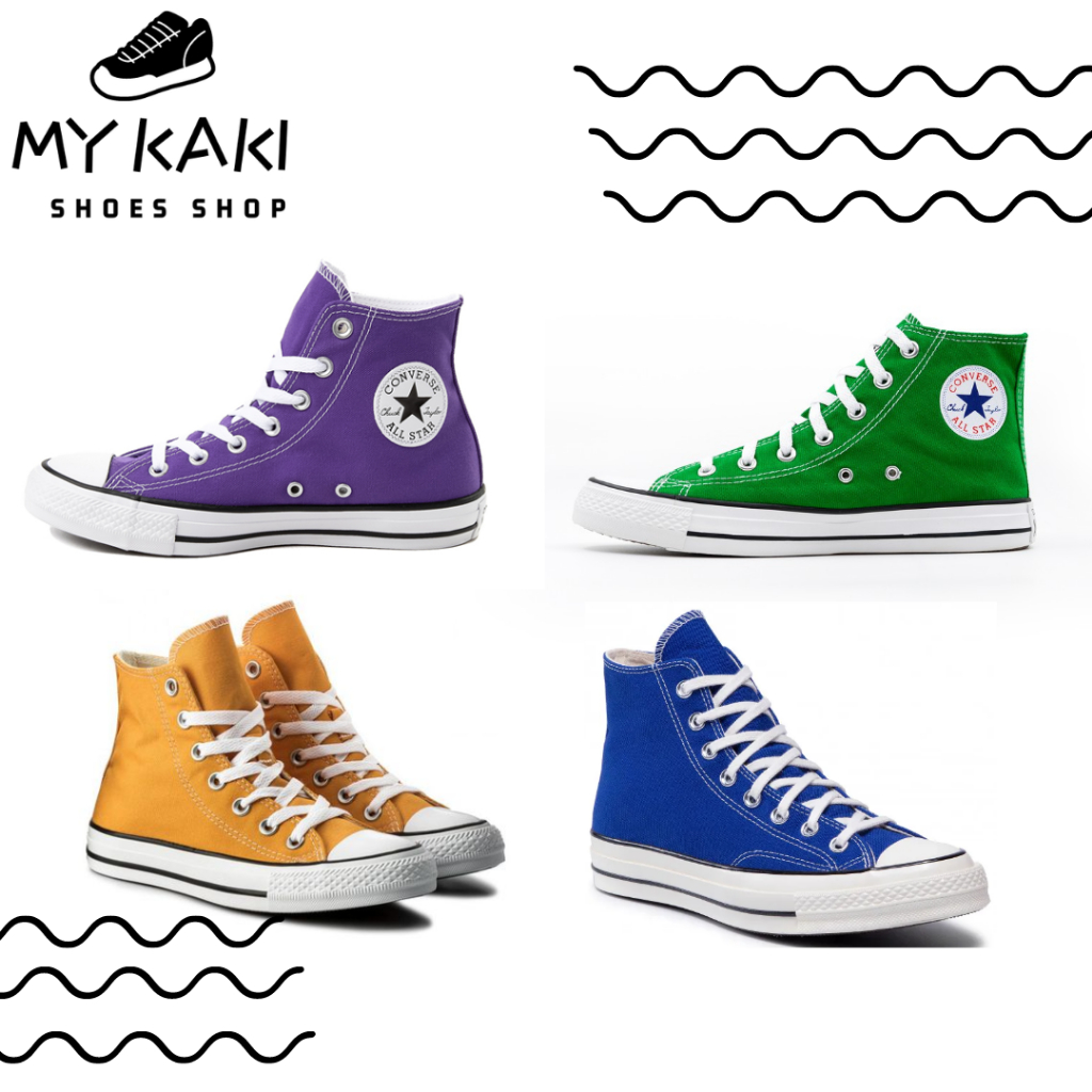 Special Stok Converse All Star Evergreen Women Men Skateboard Shoes Sneakers High Cut Purple Yellow