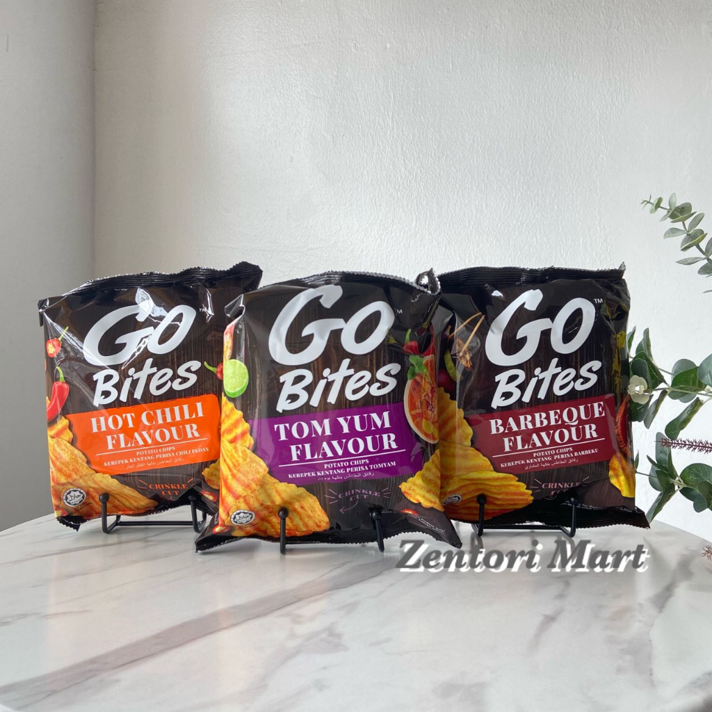 HARI-HARI GO BITES CHILI / TOM YAM / BARBECUE CRINKLE CUT CHIPS 60G 辣椒/ 東炎/ 燒烤口味波浪型薯片