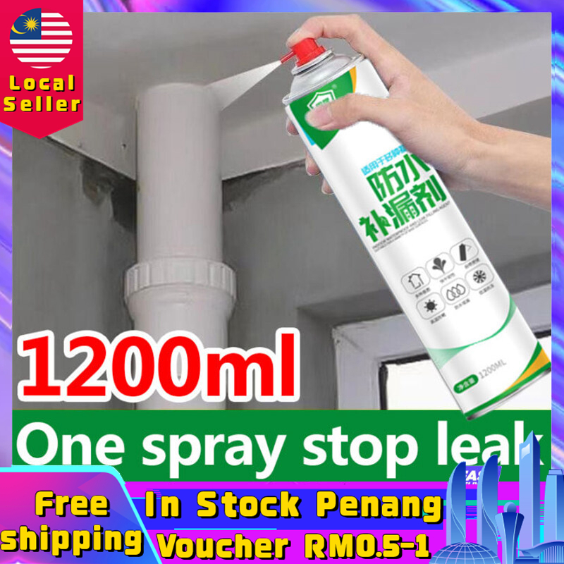 1200ml Leak Sealer Spray Roof Sealant Water Proof Spray Waterproof Spray Agent for House Roof Leaking/Wall and Floor Leaking/Pipe Leakage Leak Seal Repair Spray Stop Leaking