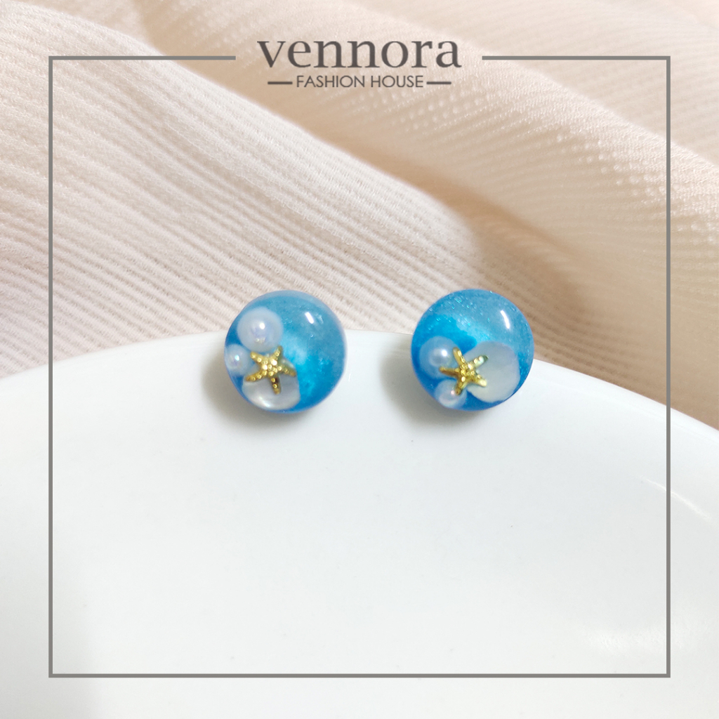 Summer Beach - Ear Studs Handmade Resin Earrings Unique Vennora (Handcrafted by Kou) 夏日海滩滴胶手工耳环