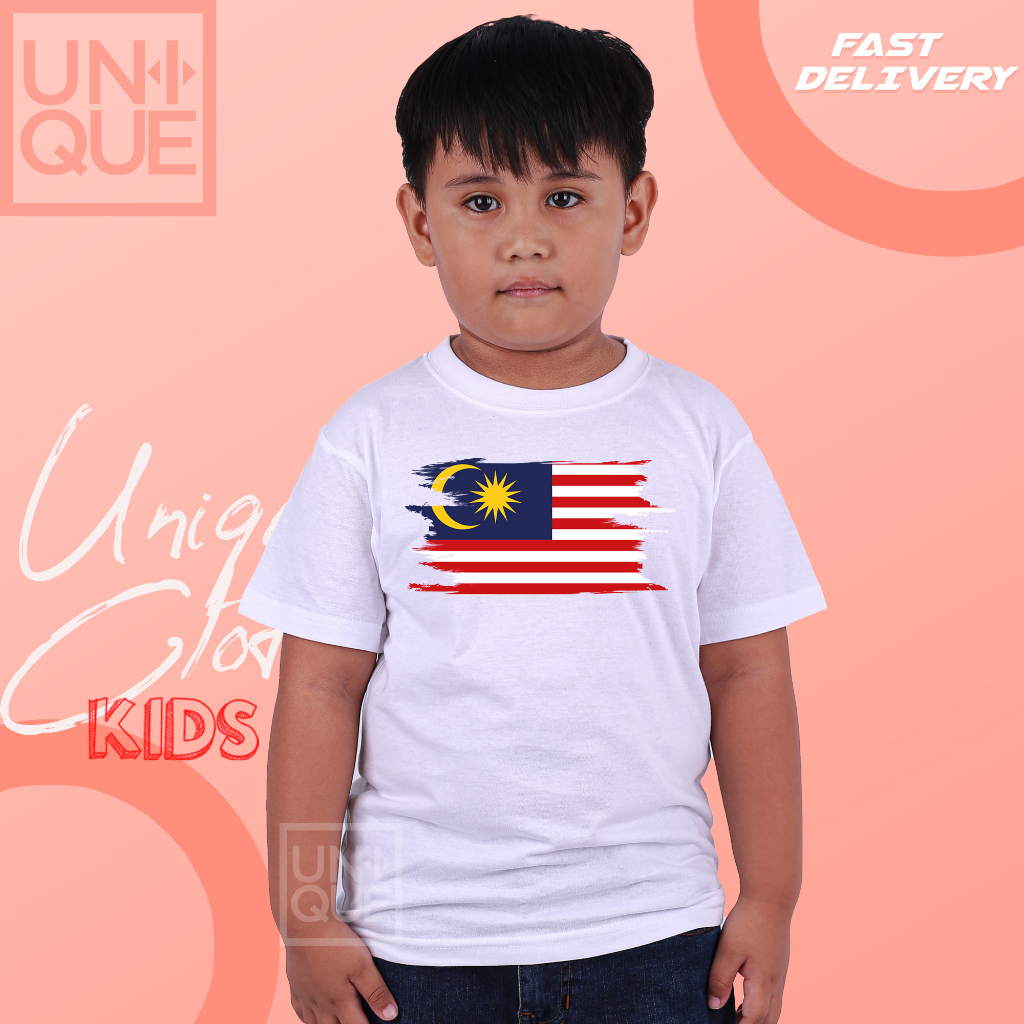 BAJU MERDEKA Kids T-shirt (Boy/Girl) 3-14 Years Organic Cotton Street Style Baju Budak BAJU MALAYSI Kain Sejuk U-KID2001