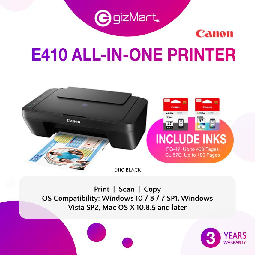 Canon PIXMA E410 All in One Inkjet Printer Print / Scan / Copy (Inks included)