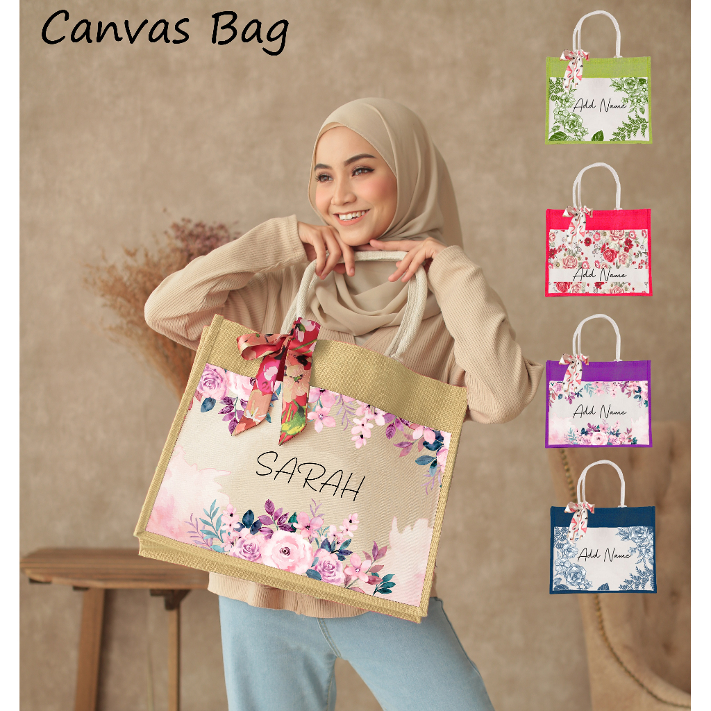 EKSKLUSIF BAG [NAMA JAHIT bkn Print] Canvas Bag Jute Tote Sling Bag | HADIAH HARIGURU| Personalised | TEACHERS DAY GIFT