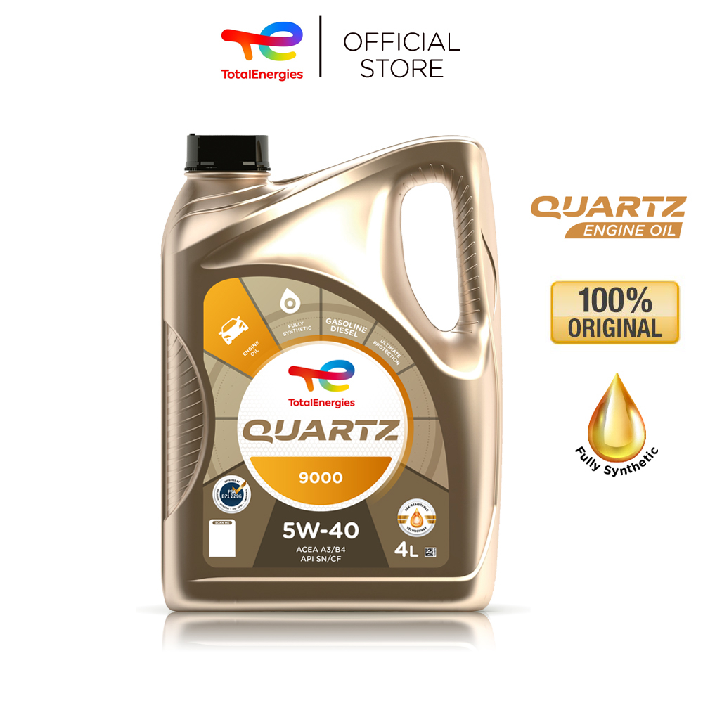 TotalEnergies Quartz 9000 5W-40 Fully Synthetic Engine Oil 4L for Gasoline or Diesel Engine Oil ACEA A3/B4 API SN/CF