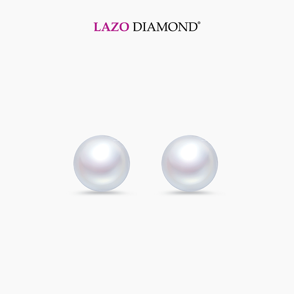 LAZO DIAMOND Sea of Beauty Fine Pearl Stud Earrings in 9k White Gold