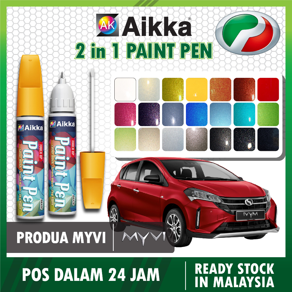 [ MYVI ] Aikka Paint Pen Touch Up Paint Pen 2 in 1 Car Scratches Remover Cat Kereta Calar Cat Kereta