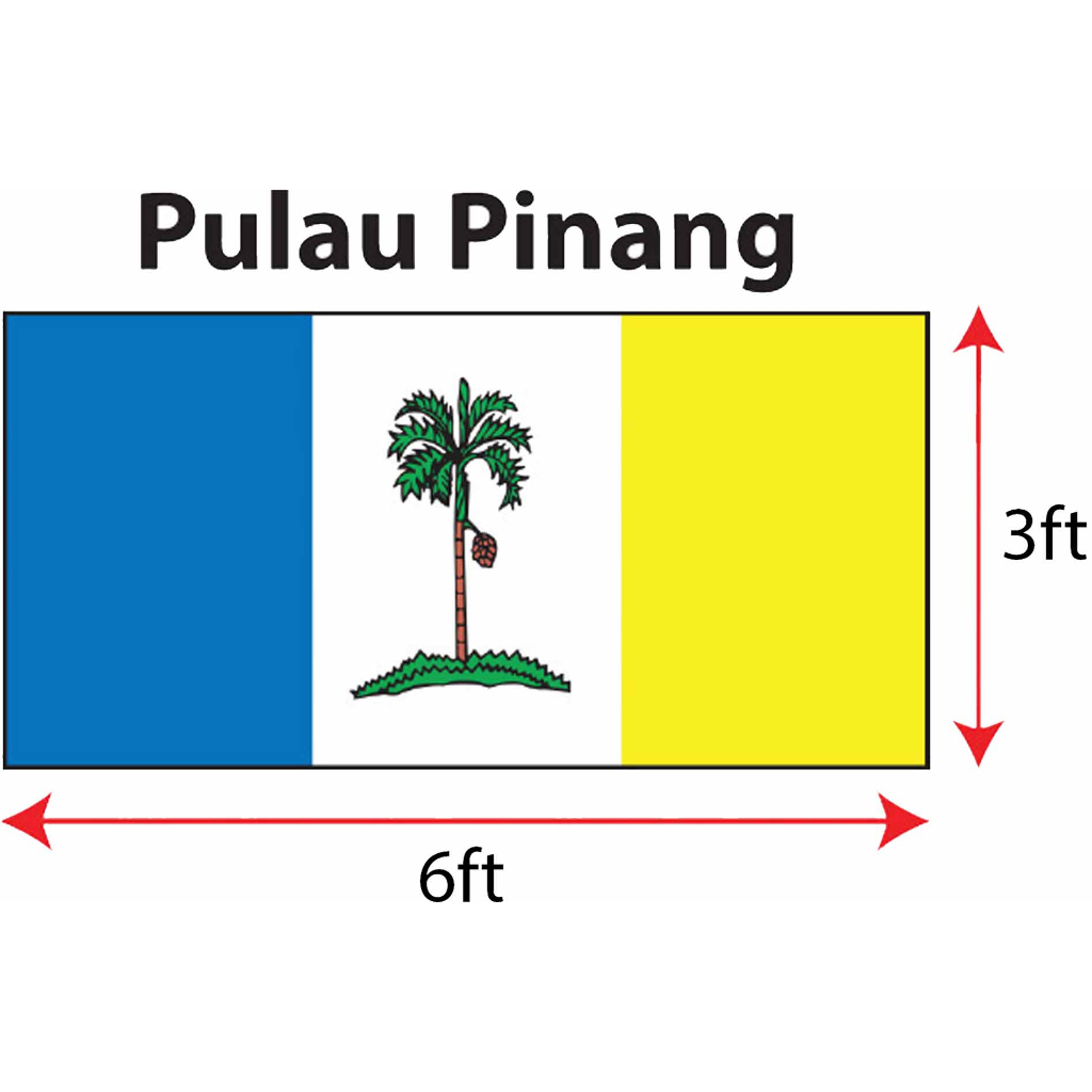 Pulau Pinang Flag 3x6ft (Woollen), Bendera Negeri Pulau Pinang 3x6ft, Woollen