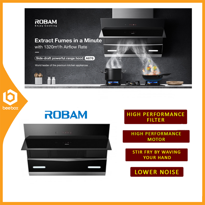 [Pre-Order 30 Days] ROBAM COOKER HOOD (90CM) - A676 Large Suction High Performance AC Motor Turbo Function Range Hood