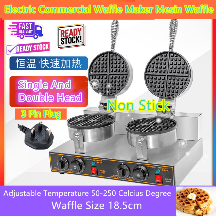 Free Gift Commercial Double Head Electric Commercial Waffle Maker Waffle Machine Mesin Waffle Local Seller Ready Stock