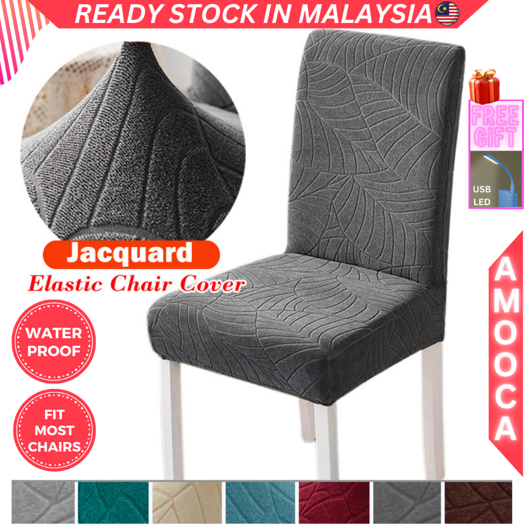 Elastic Dining Chair Cover Thick Waterproof Jacquard Spandex Alas Sarung Kerusi Meja Makan 椅子套 餐椅套