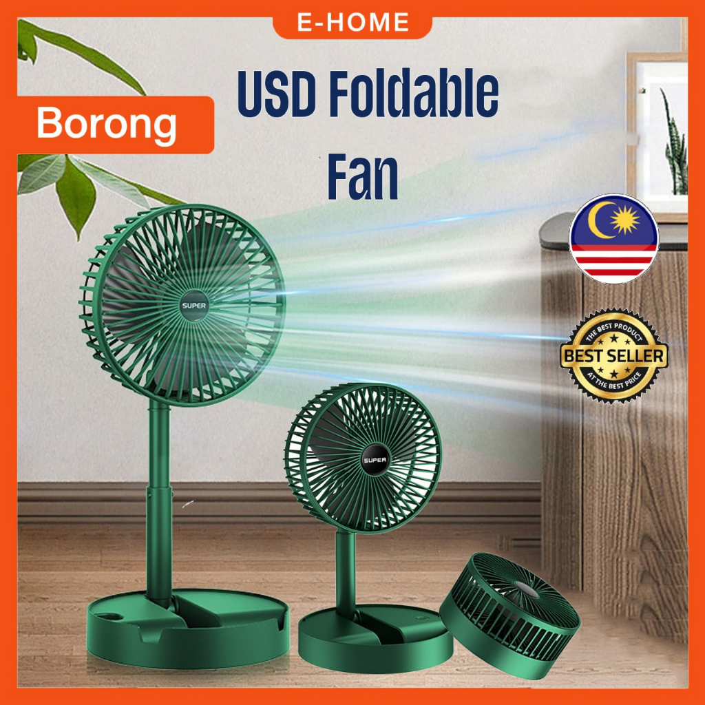 Mini Fan Small Kipas Foldable Fan Automatic Swing Clip Hand Cooling Table USB Charge Kipas Kecil