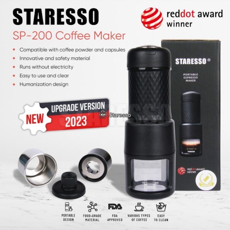 [2023 VERSION] STARESSO Portable Espresso Coffee Maker Cappuccino Cold Brew All in One for Office,  Home & Travel