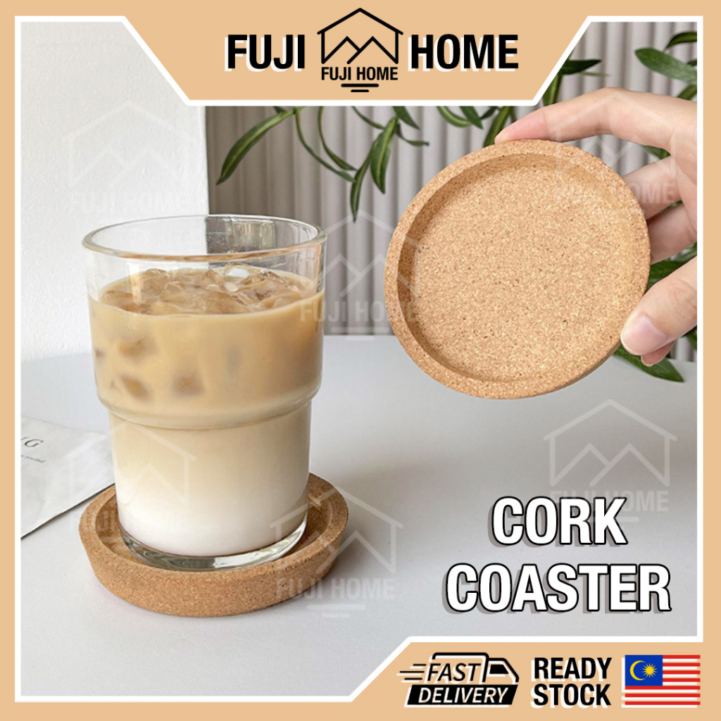 READY STOCK10CM Cork Coaster Round Heat Resistance Coffee Mug Tea Drinks Coaster Dining Pad Pelapik Cawan Alas Gelas